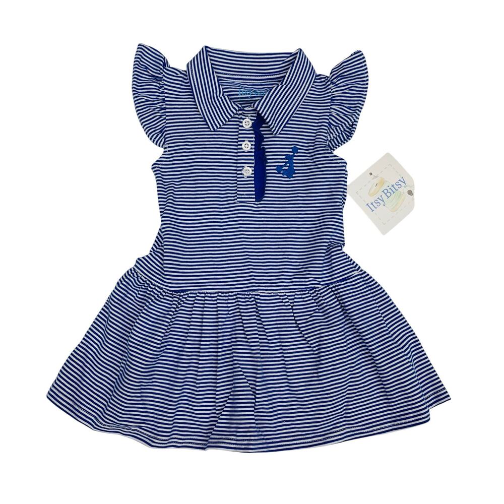 NWT Itsy Bitsy 24M Royal Blue Game Day Polo Dress with Cheerleader